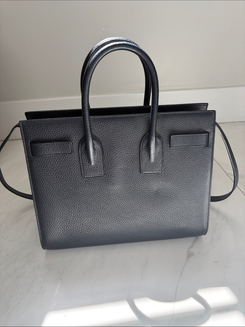 Saint Laurent Black Grained Leather Sac de Jour Tote with Shoulder Strap - Picture 4 of 7